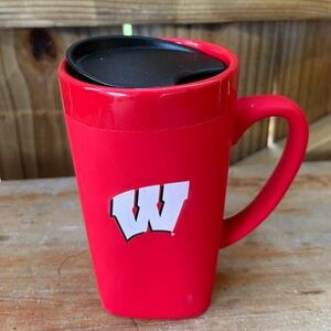 The Fanatic Group Wisconsin Badgers Red & White Ceramic Travel Mug & Lid 16oz